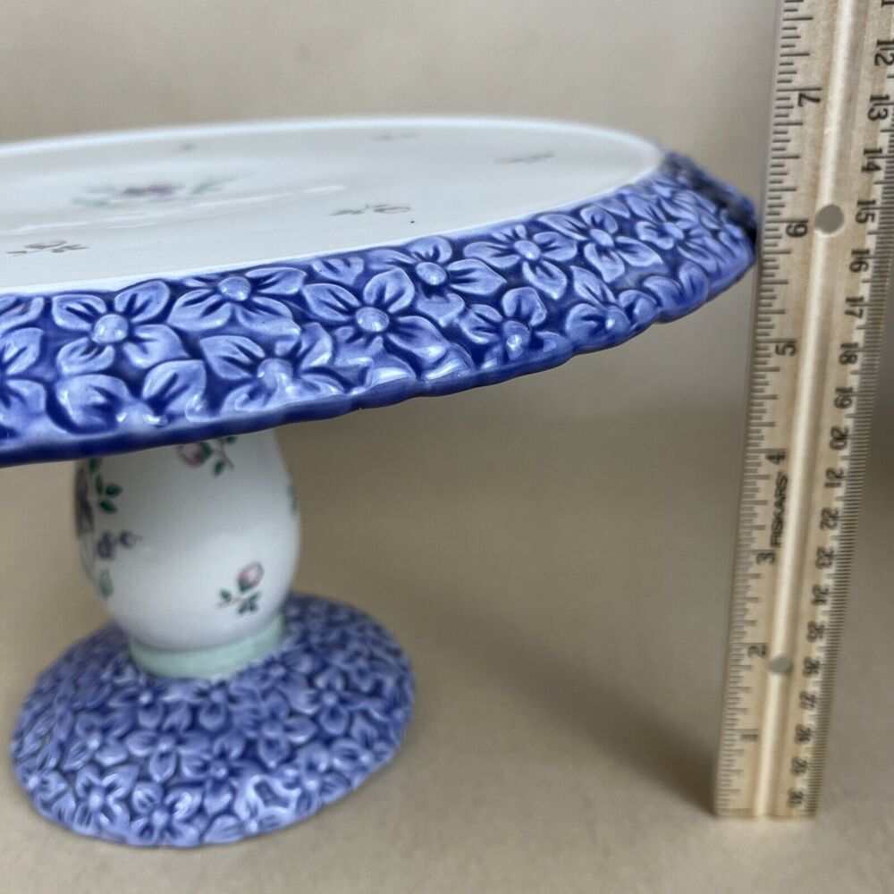 HTF PFALTZGRAFF April Embrossed‎ Floral Pedestal Cake Plate Stand 12" D Mint - Picture 13 of 13